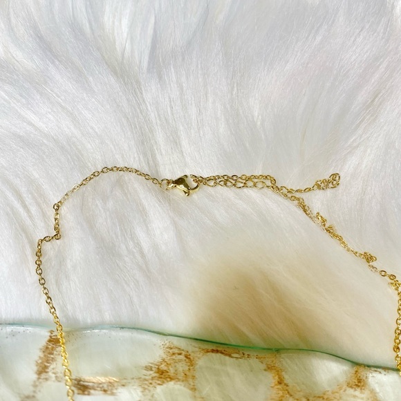 Multi Stone “C” Initial Letter Pendant Gold Tone Necklace - Picture 3 of 3